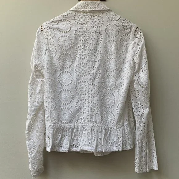 Wrap London Blazer Jacket Size UK 12 White Broderie Anglaise Long Sleeve - Picture 4 of 10